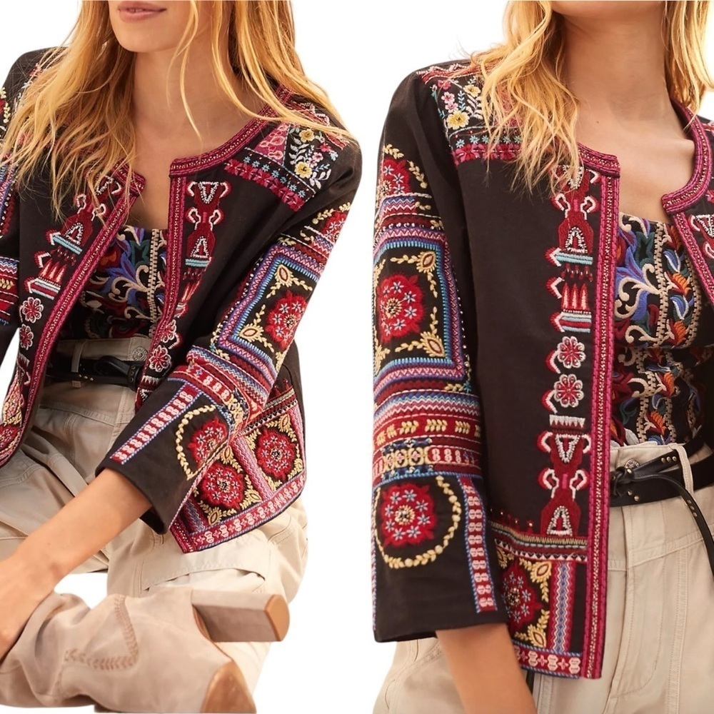 BY ANTHROPOLOGIE Abstract Embroidered Jacket‎